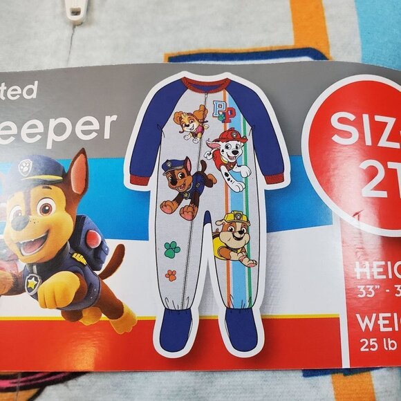Nickelodeon Paw Patrol Blanket Sleeper Sleep & Play Boys 2T NWT Full Zip - Picture 2 of 10